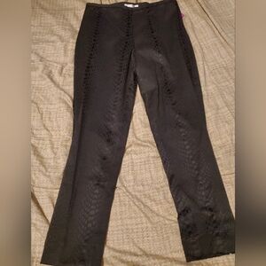 Vintage Zelda Black snake print jacquard pattern Trousers Size 8 Side Zipper